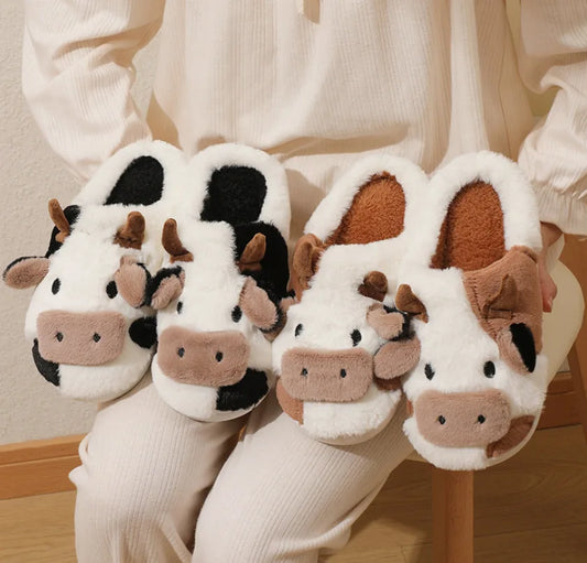 Cozy MooMoo™ Plush Cow Slippers